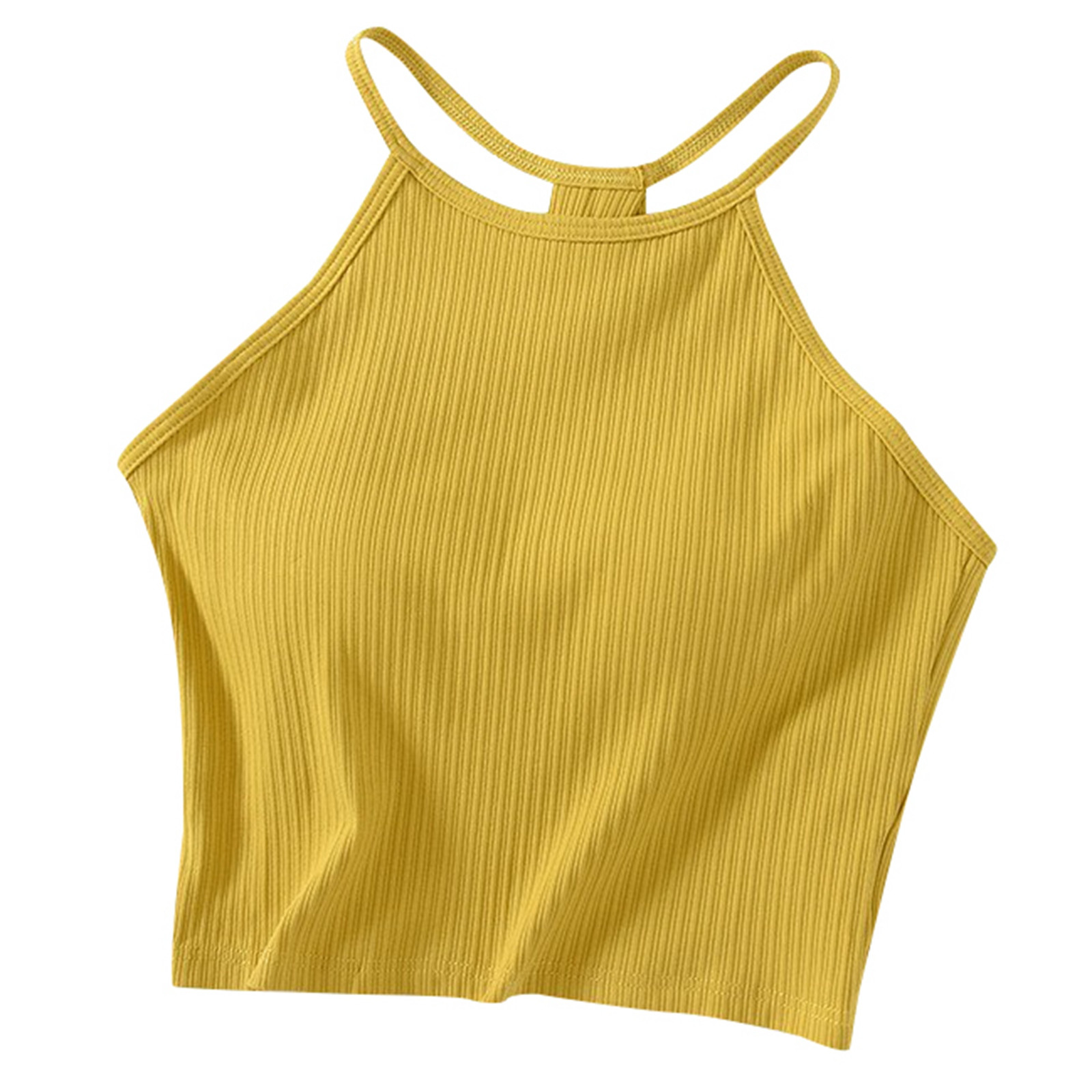 thumbnail image 1 of Camiseta sin mangas con hombreras de color liso para mujer - Sujetador de algodón con tirantes finos y cuello colgante, tallas S-XL, 1 of 8